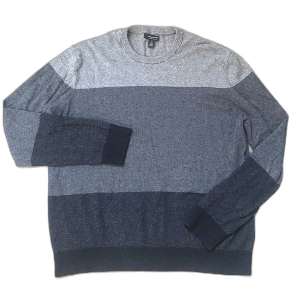 Banana Republic Men’s Cashmere Silk Blend Knit Sweater XL Colorblock Preppy Crew